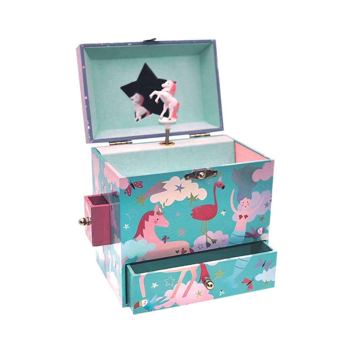 Floss & Rock fantasy musical jewelry box with 3 drawers