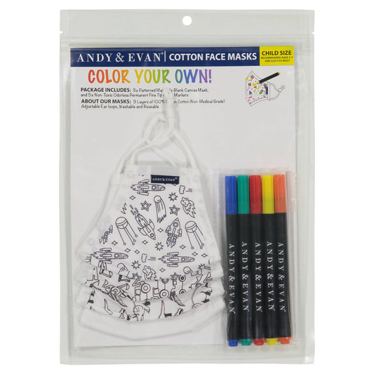 Andy & Evan kids color your own face masks- pack of 4