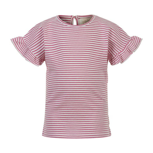 Creamie girls stripe short sleeve ruffle tee