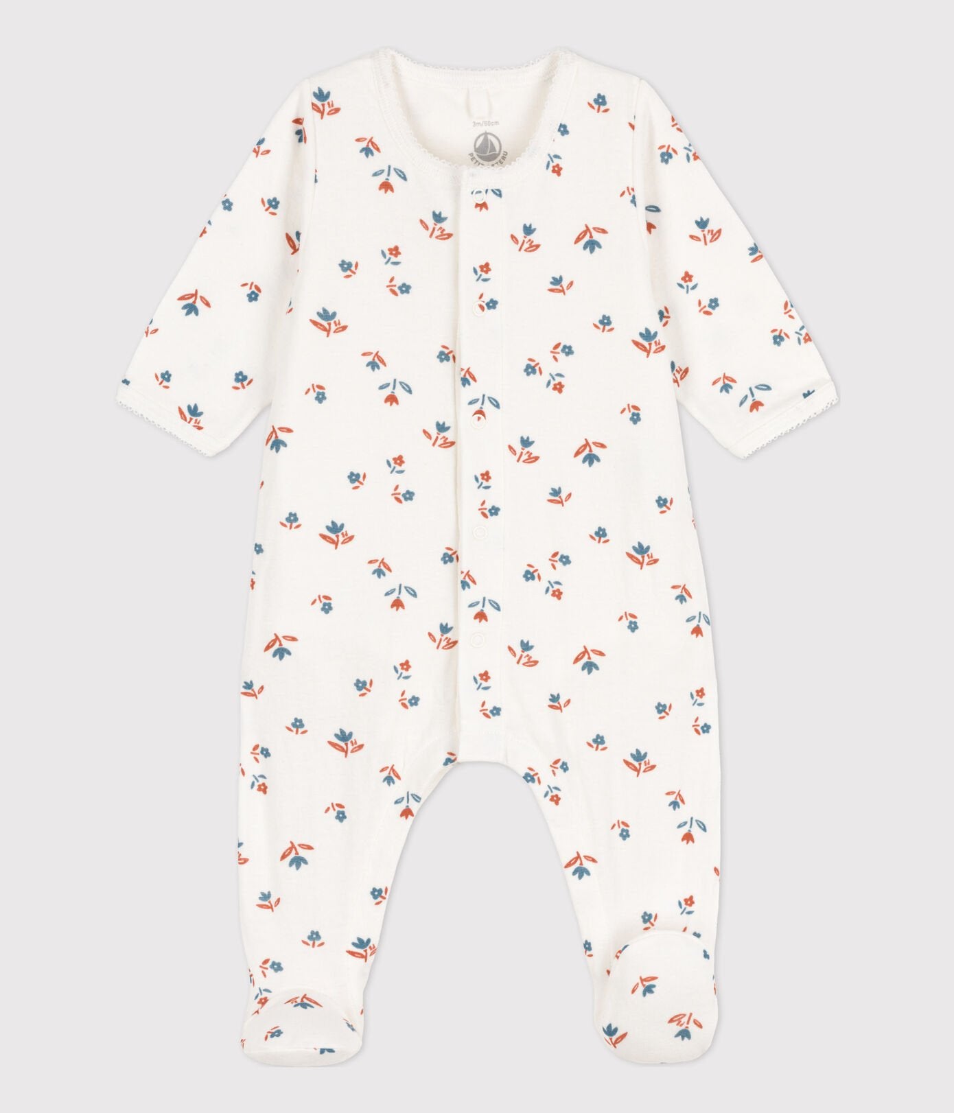 Petit Bateau infant girl floral footie w/ attached onesie