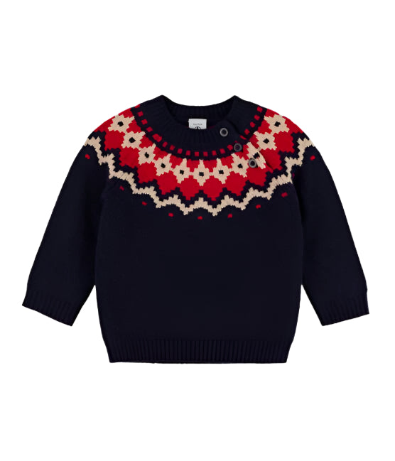 Petit Bateau infant pullover jacquard sweater