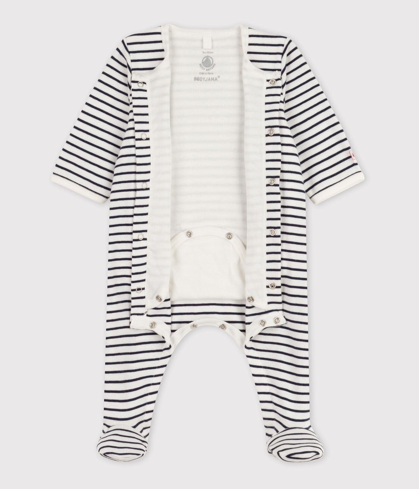 Petit Bateau infant stripe footie w/ attached onesie