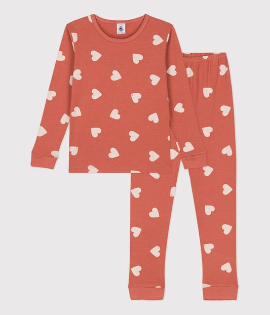 Petit Bateau girls heart print pajamas