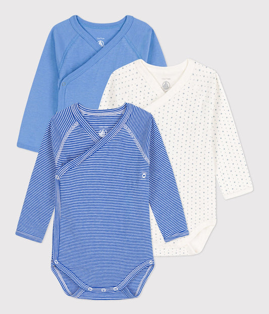 Petit Bateau 3-pack infant kimono long sleeve onesies