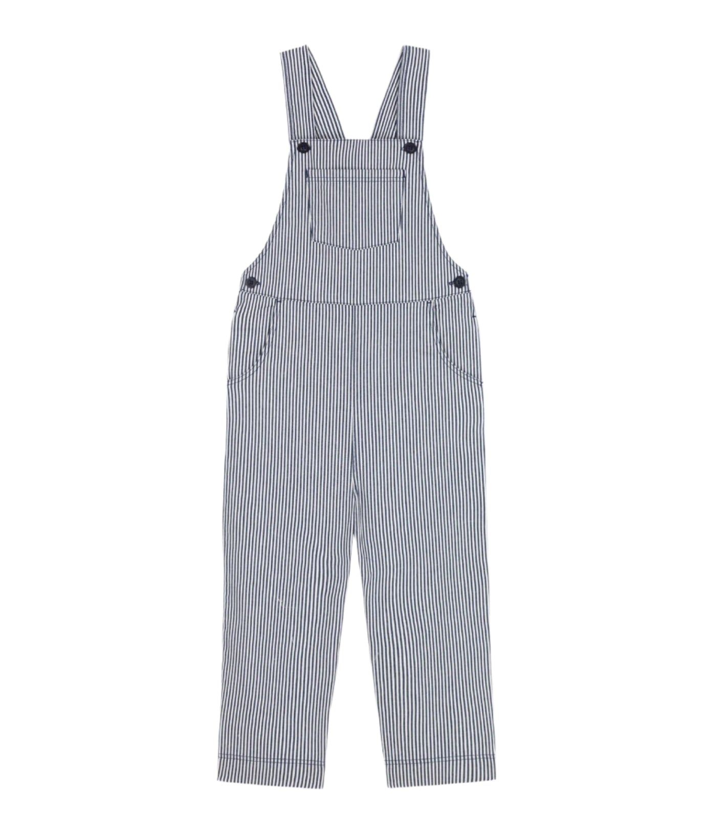 Petit Bateau kids railroad stripe overalls