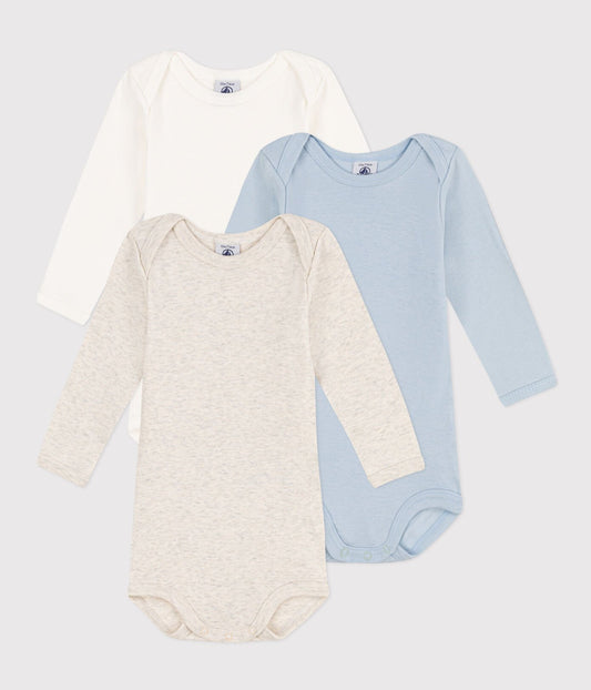 Petit Bateau 3-pack infant boy long sleeve onesies