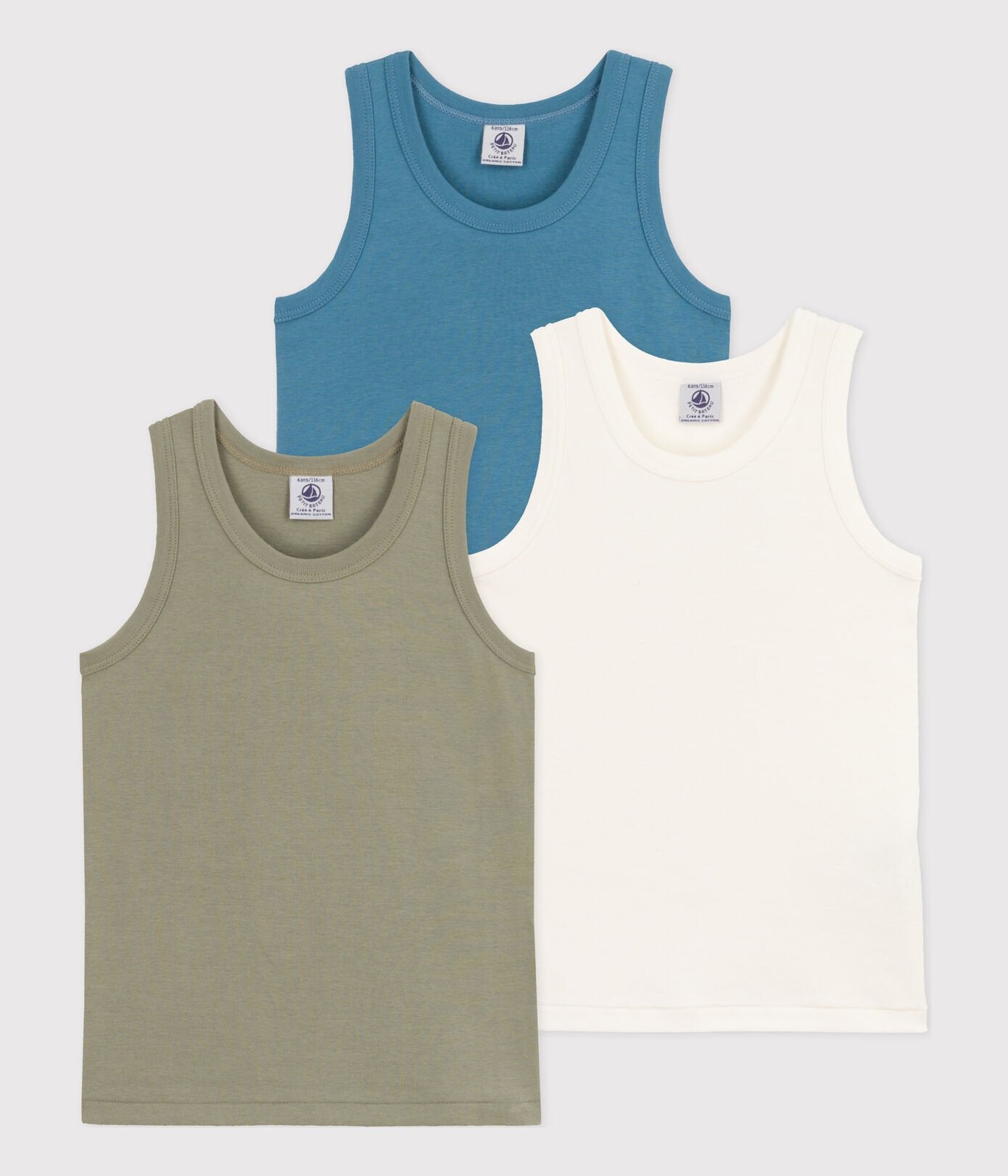 Petit Bateau 3-pack kids multi color tank tops
