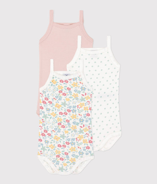 Petit Bateau 3-pack infant girl sleeveless onesies