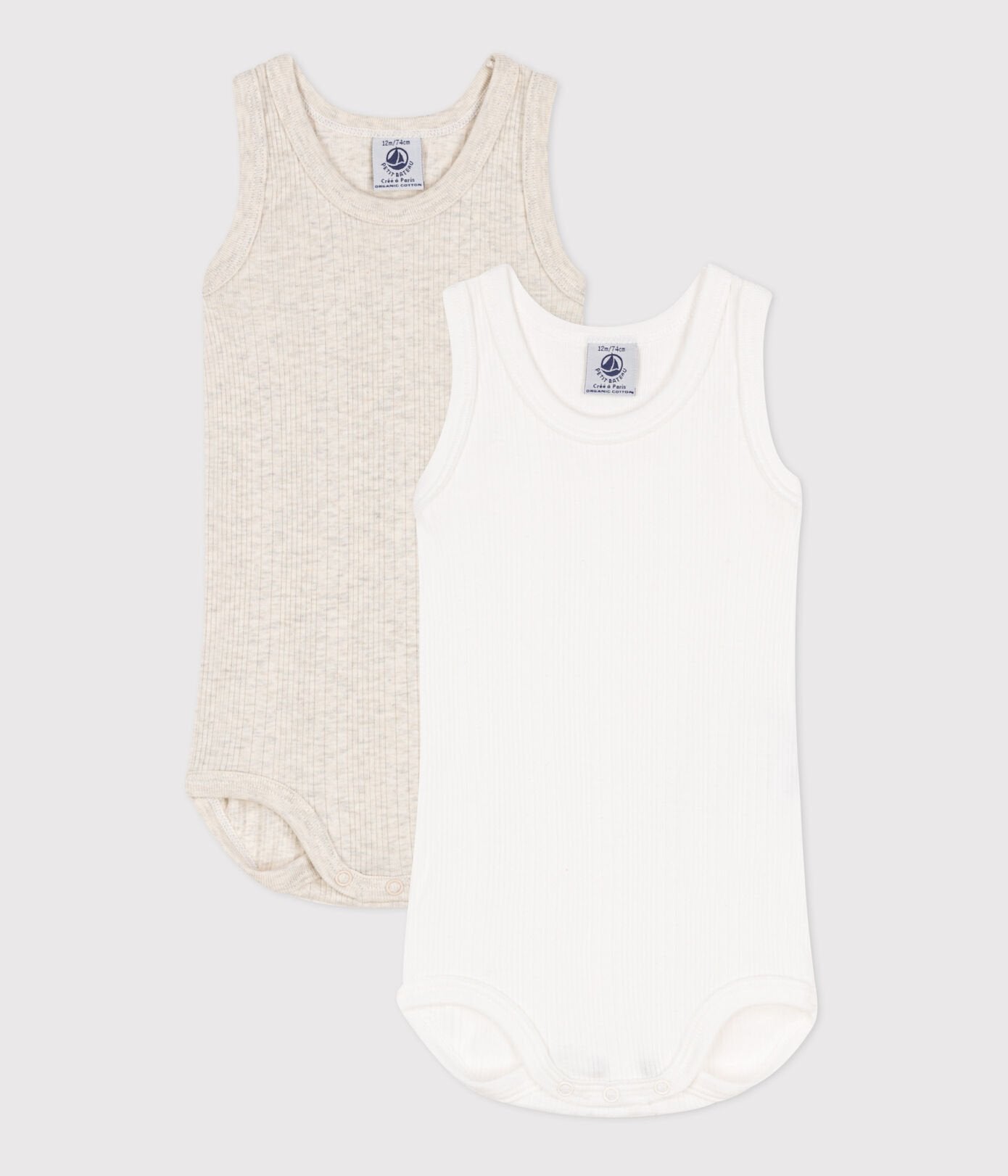 Petit Bateau 2-pack infant sleeveless ribbed onesies