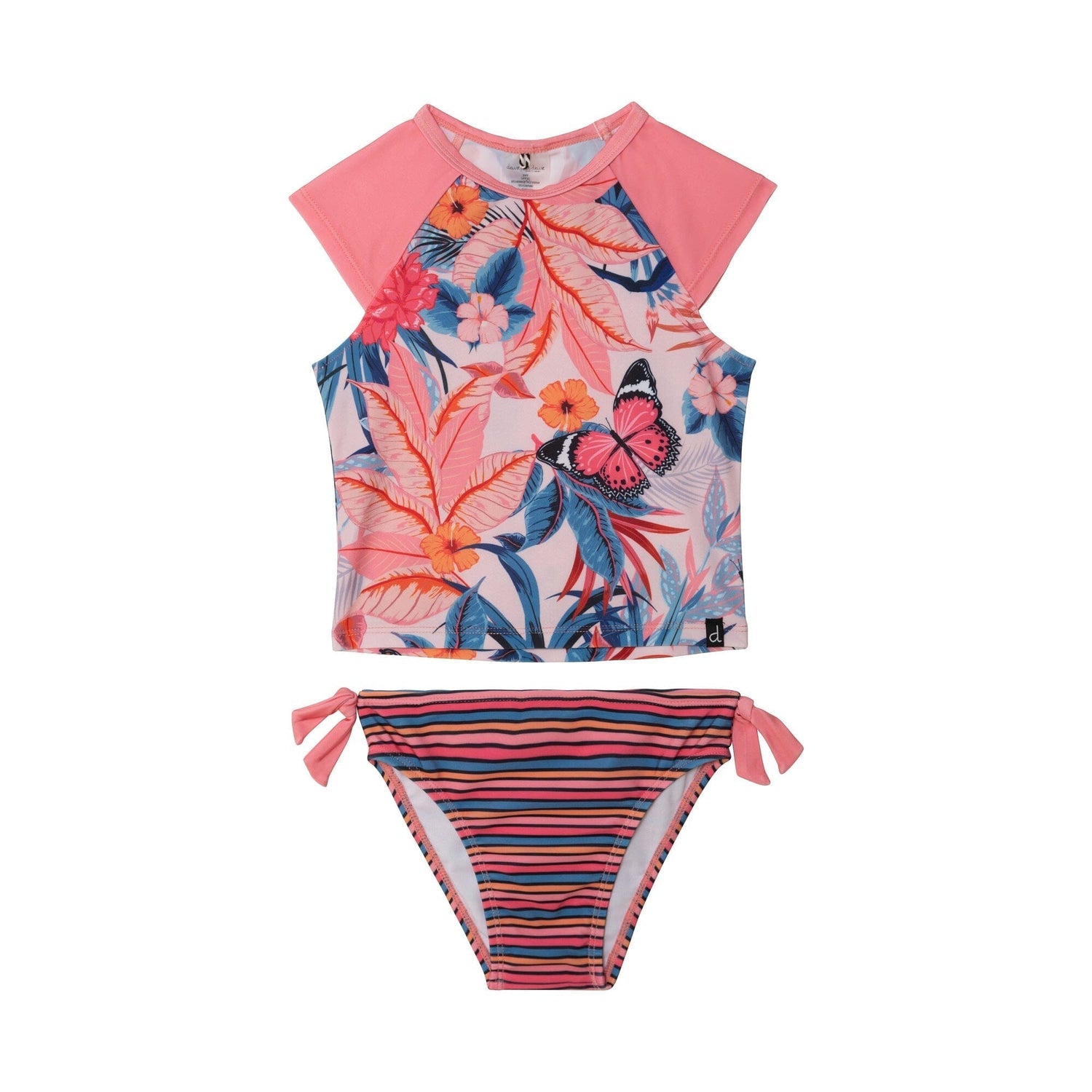 Deux Par Deux girls butterfly print rashguard swimsuit