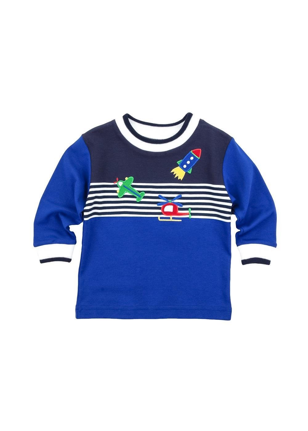 Florence Eiseman boys long sleeve shirt with plane, helicopter & rocket