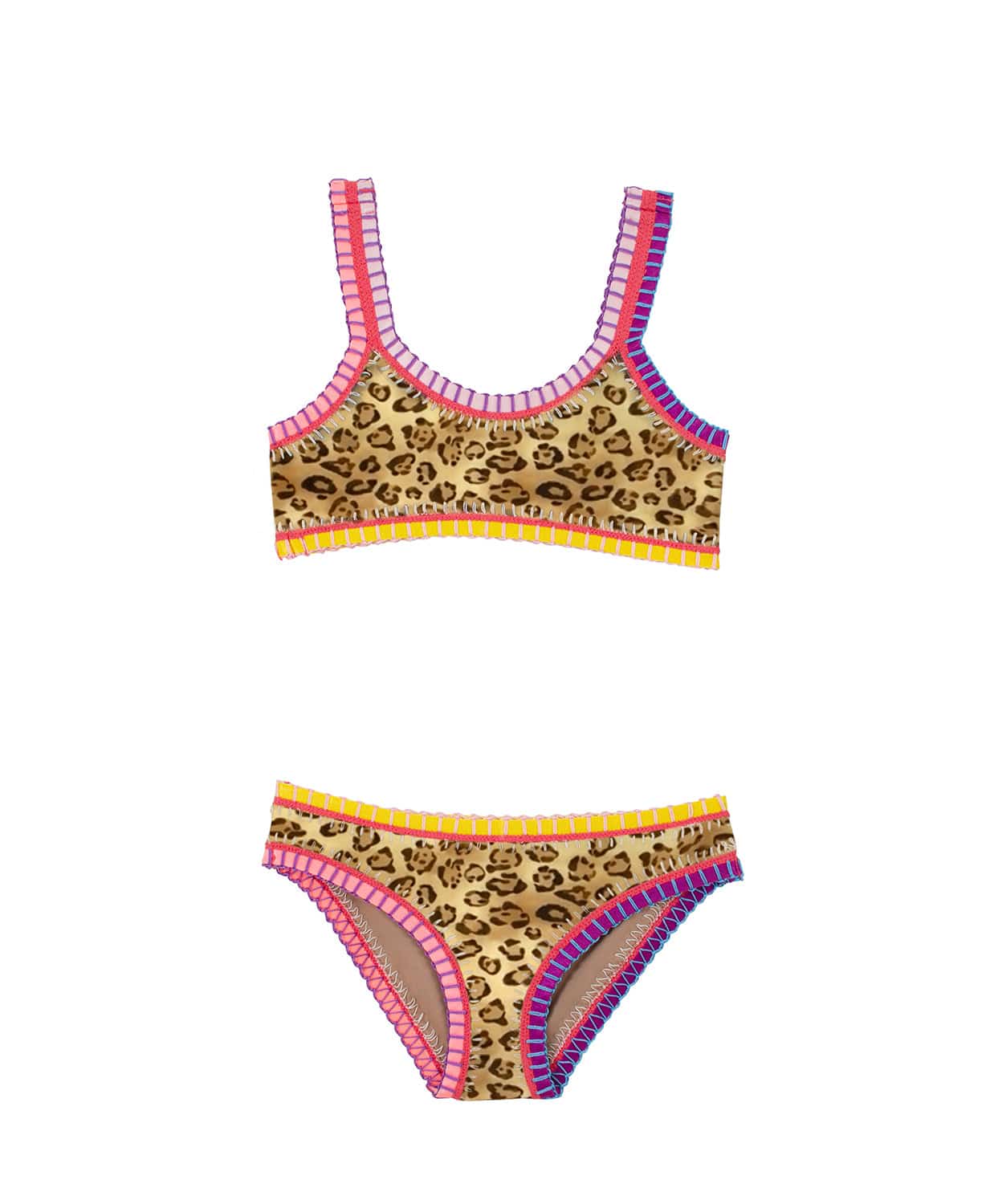 PQ Swim girls embroidered leopard print bikini