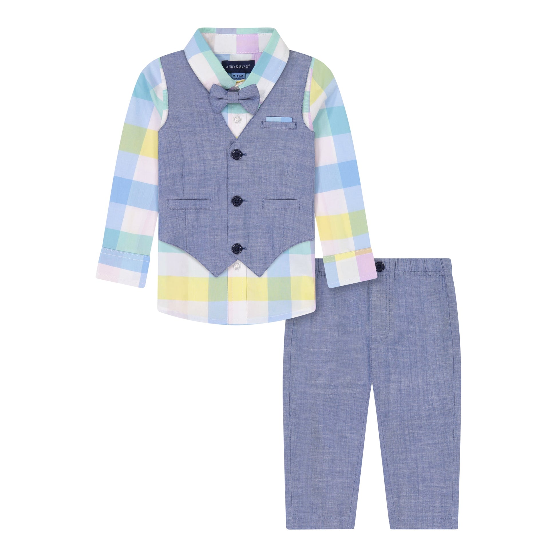 Andy & Evan infant boy chambray vest set