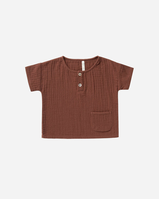 Rylee + Cru infant woven henley tee