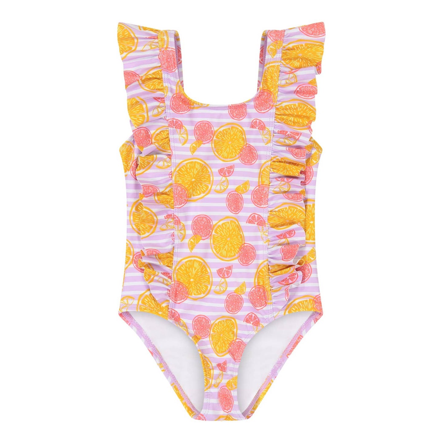 Andy & Evan girls grapefruit print ruffle swimsuit