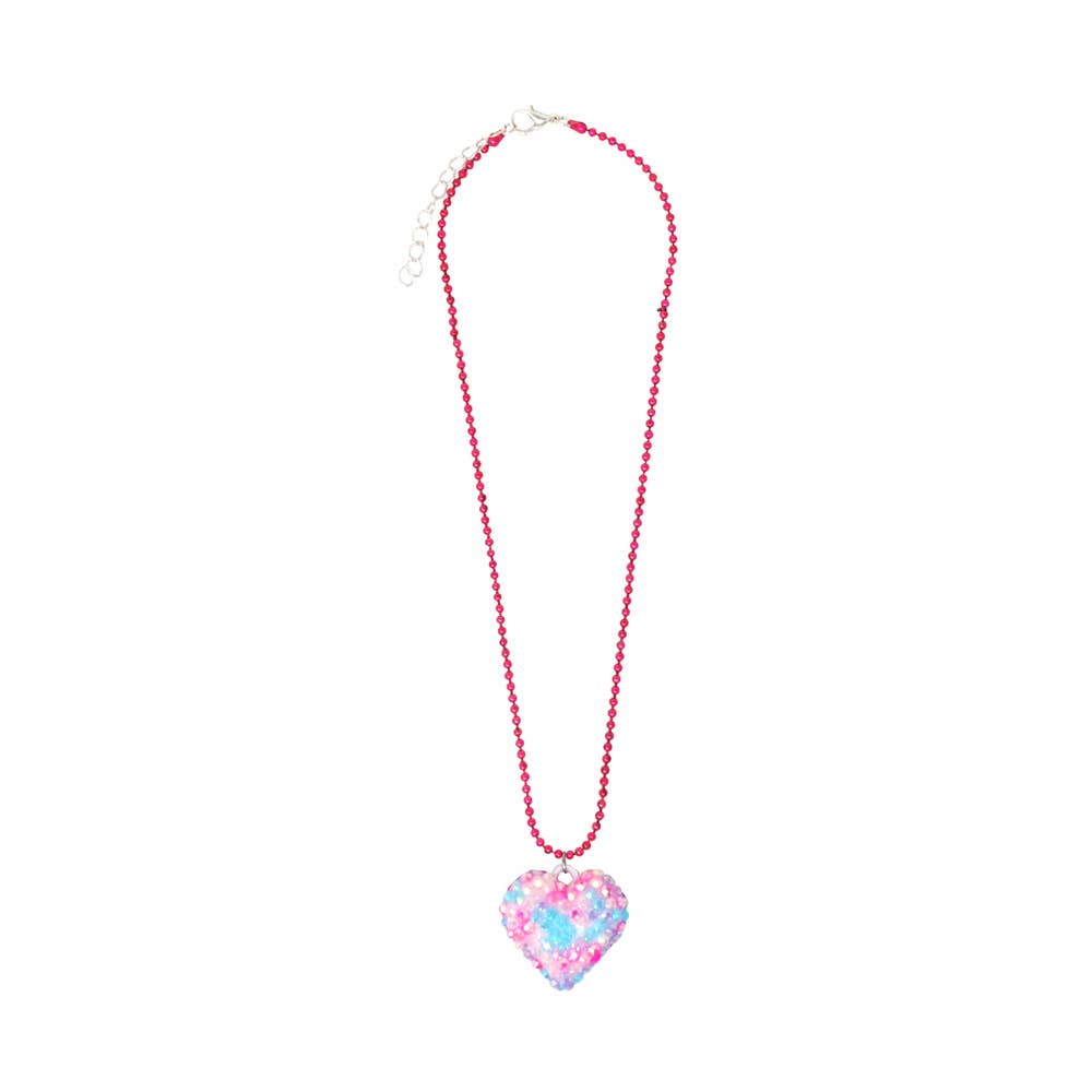 Pink Poppy rhinestone heart necklace