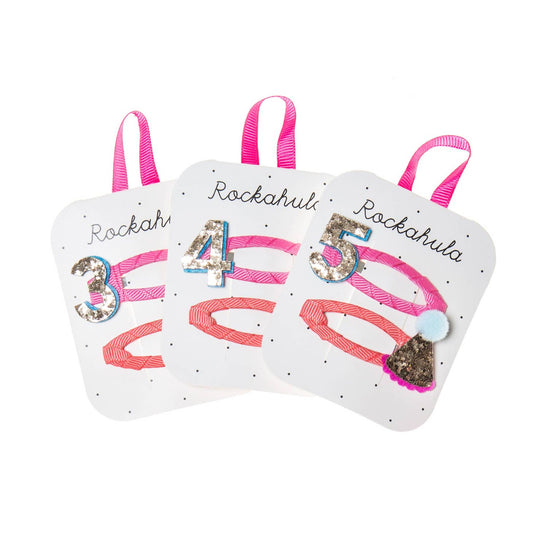 Rockahula birthday glitter clips