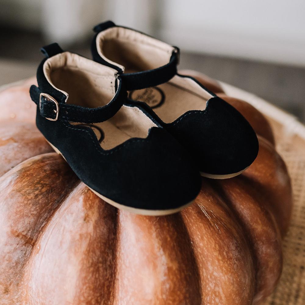 Little Love Bug Company black suede Olivia shoes