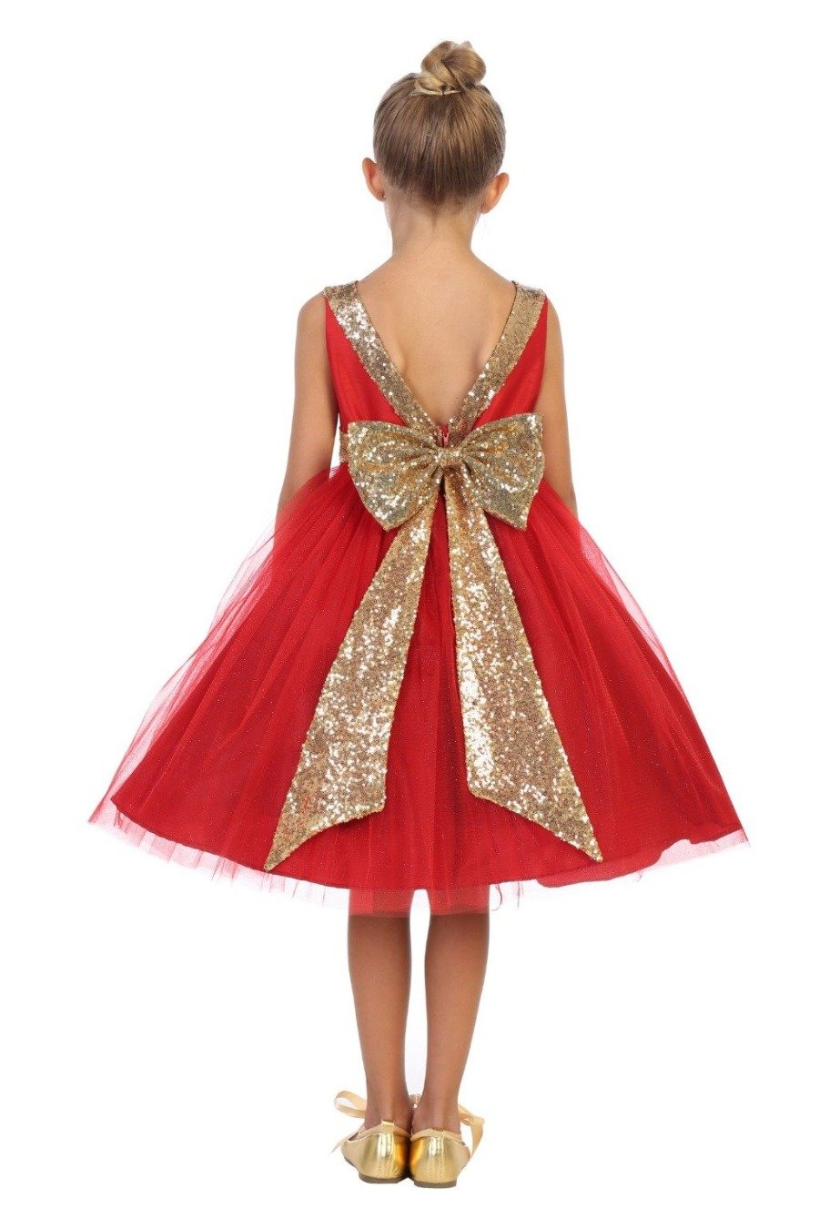 Kid's Dream girls gold sequin v-back dress