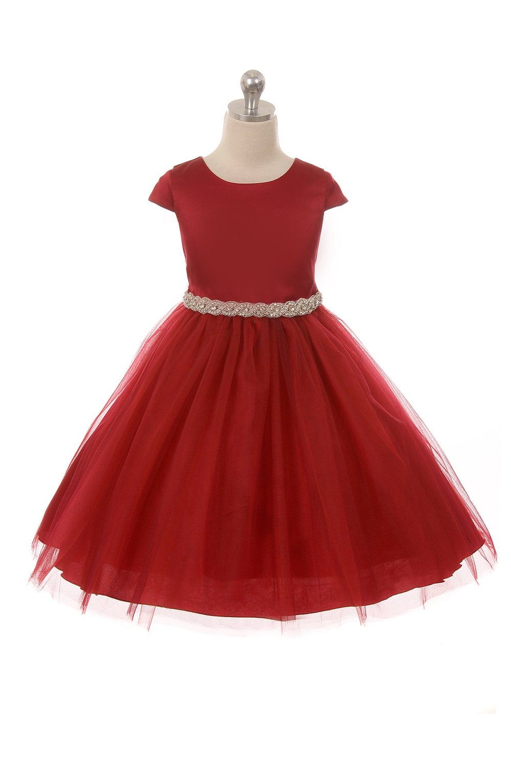 Kid's Dream girls cap sleeve satin dress with tulle