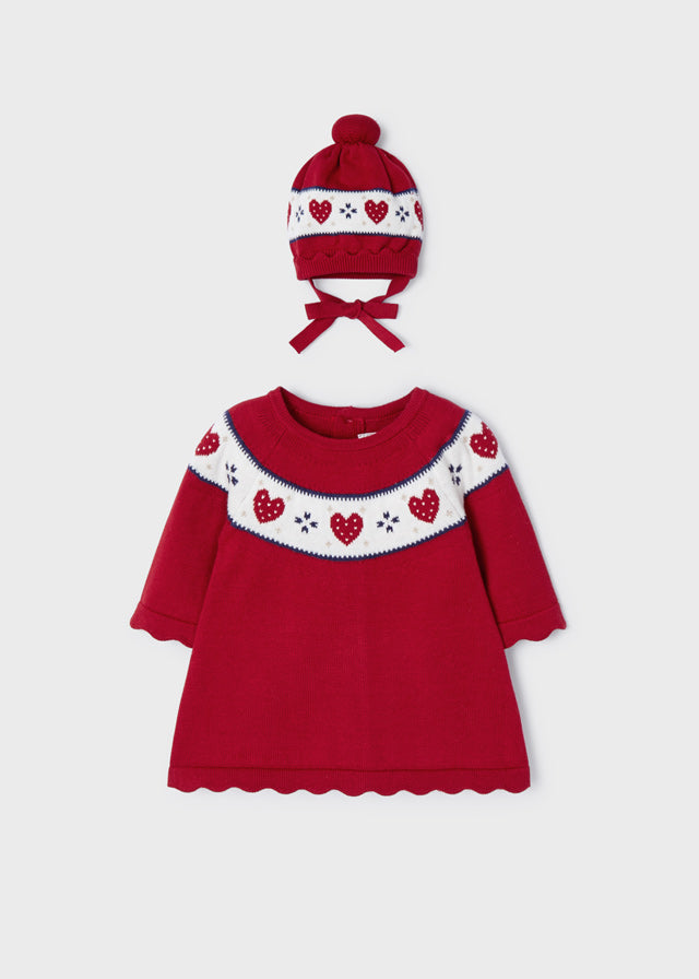Mayoral infant girl sweater dress with hat