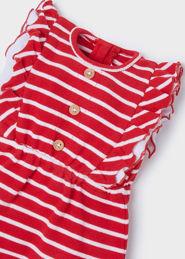 Mayoral infant girl stripe romper with matching headband