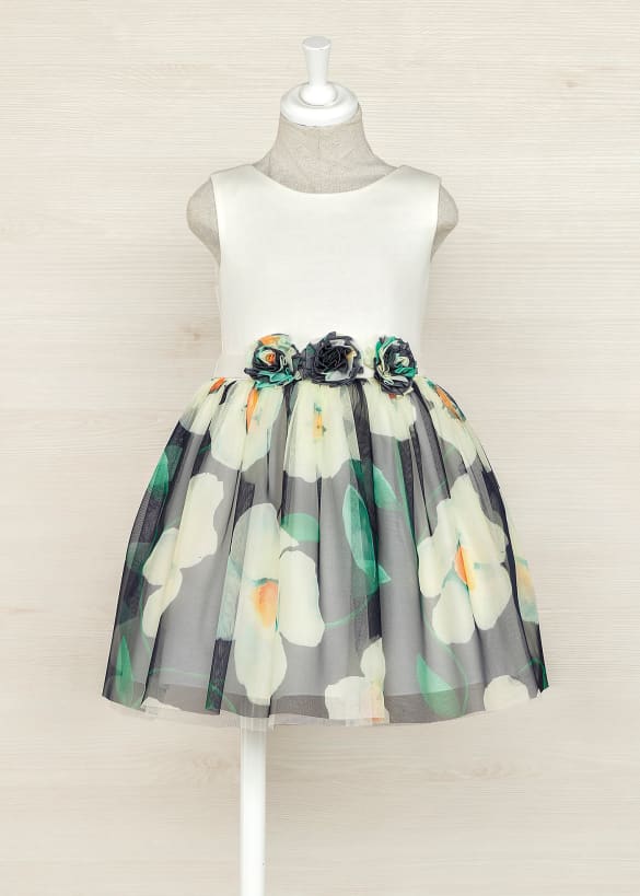 Abel & Lula girls printed tulle dress