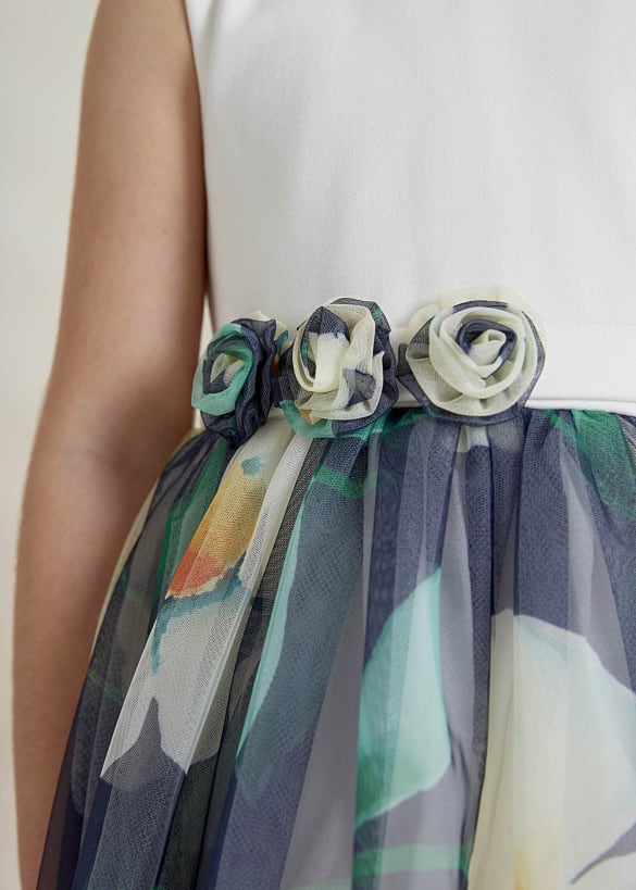 Abel & Lula girls printed tulle dress