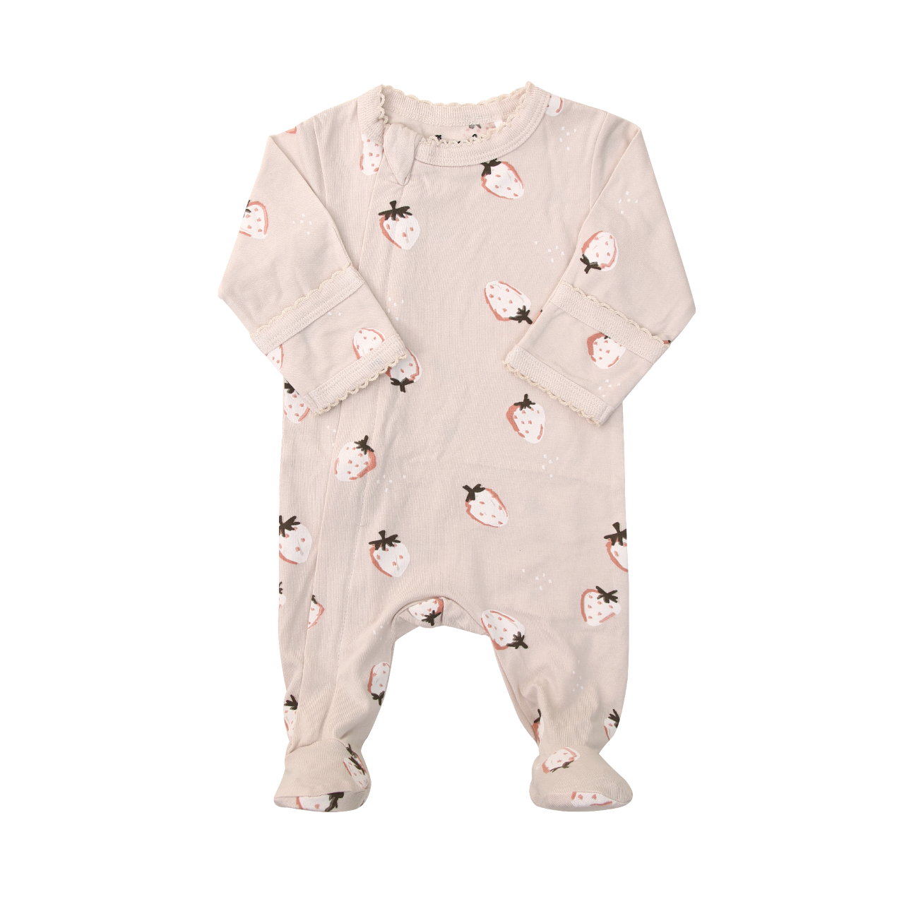 Coccoli infant girl strawberry print zip footie