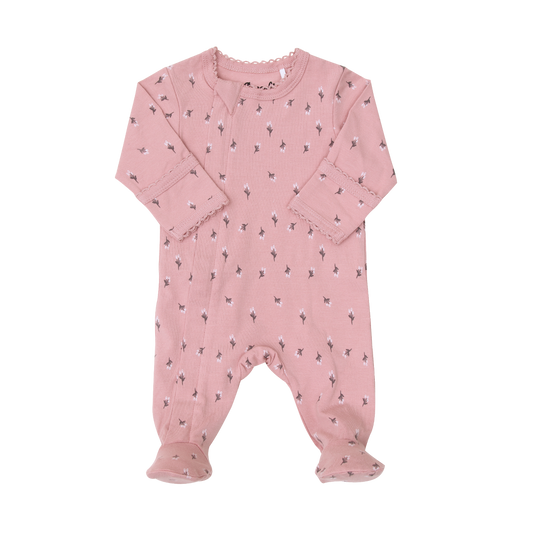 Coccoli infant girl rib floral zip footie