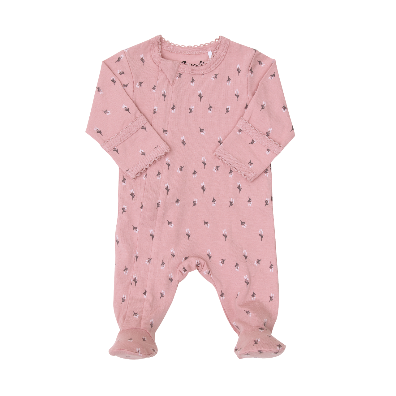 Coccoli infant girl rib floral zip footie