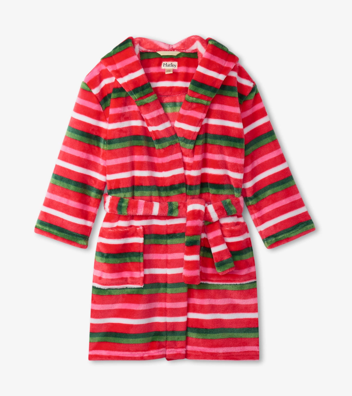 Hatley kids holiday stripe fleece robe
